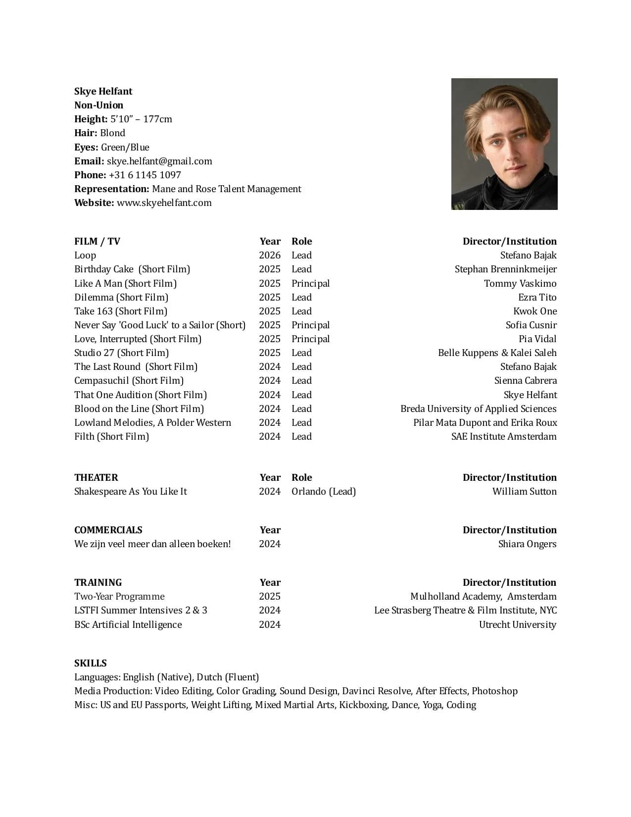 Acting Resume Skye Helfant